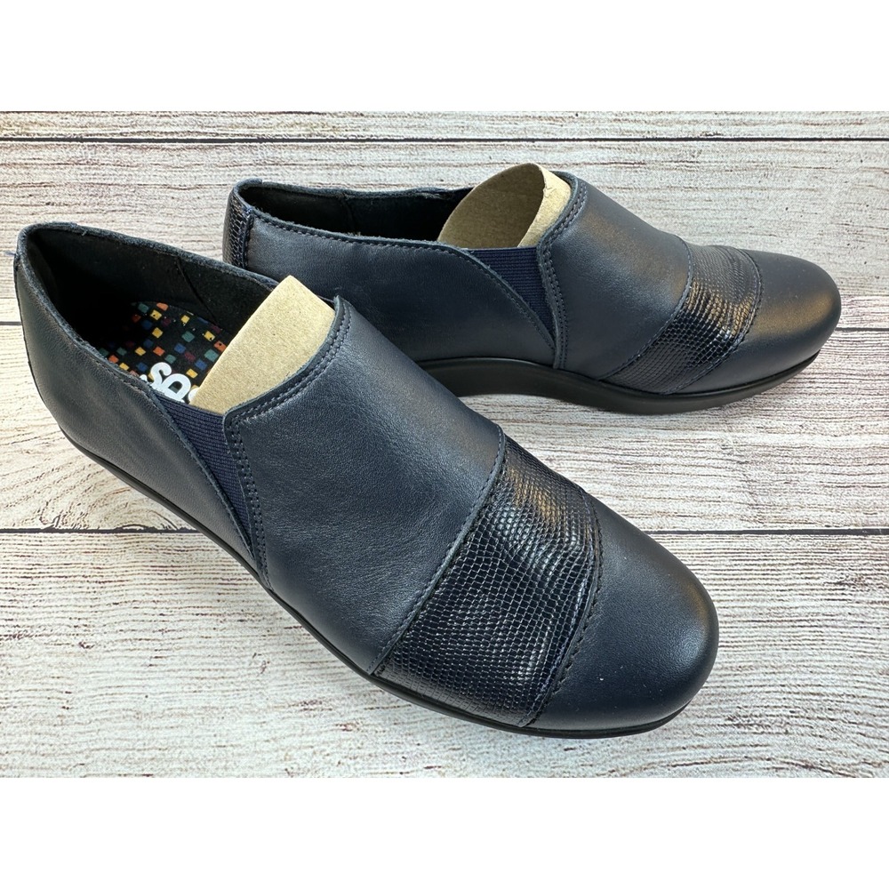 SAS Nora Women's Navy Leather Slip On Tripad Comfort Shoes Size 7M